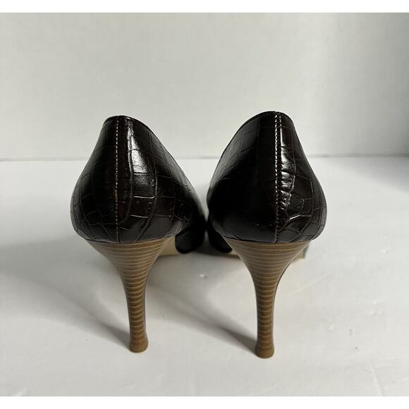 New Vtg Rampage Sz 9 1/2 M Pointed Toe Women's Shoes Pumps Shiny Brown 3" Spikes - Picture 3 of 7